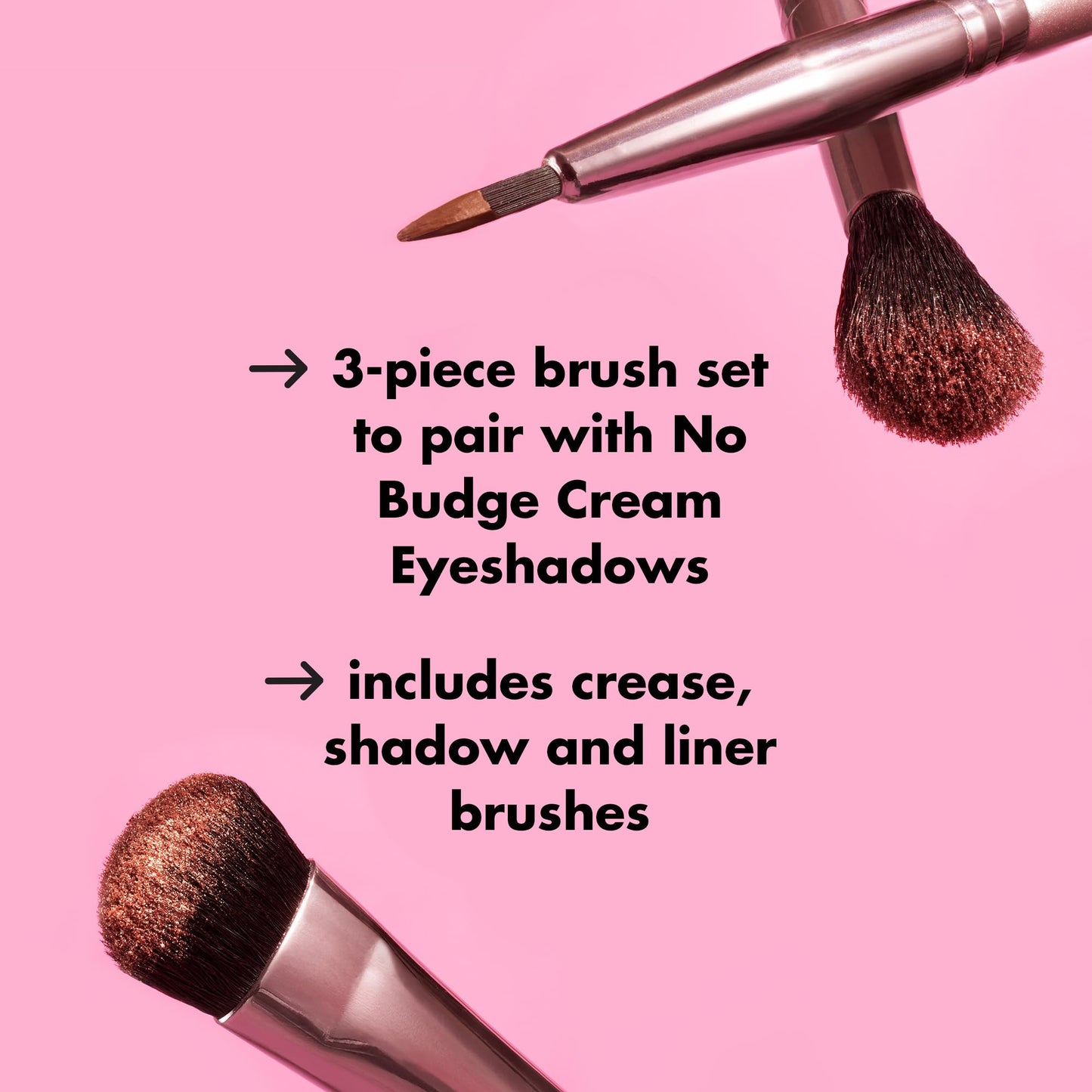 e.l.f. No Budge Brush Trio, 3-Piece Eyeshadow Brush Set For Applying & Blending Color, Use With The No Budge Cream Eyeshadows, Vegan & Cruelty-Free Beauty & Personal Care e.l.f.