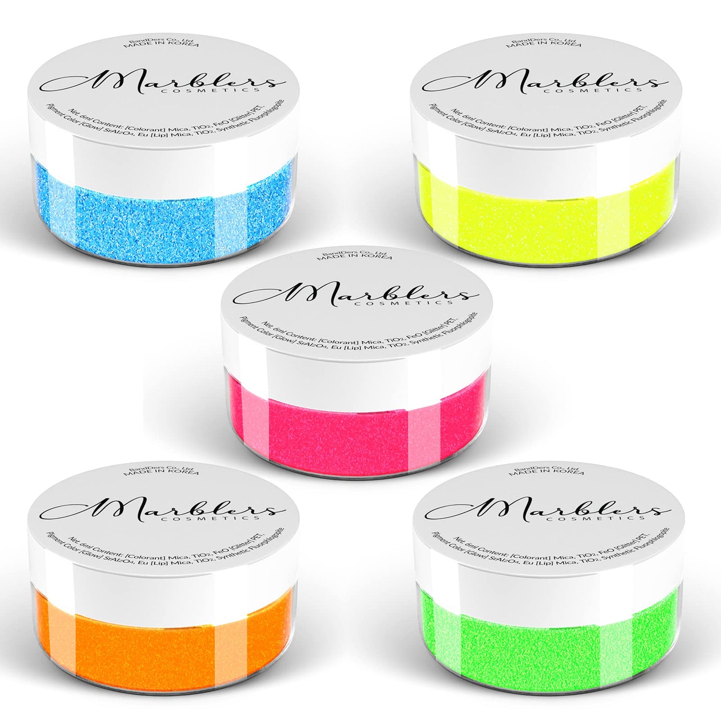MARBLERS Cosmetic Grade Fine Glitter 5-Pack [Neon Max] 0.90oz (25g) | Non-Toxic | Vegan | Cruelty-Free | Eyeshadow, Nail Polish, Nail Art | Festival Beauty & Personal Care MARBLERS