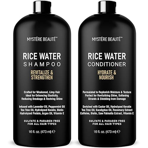MYSTÉRE BEAUTÉ Rice Water Shampoo and Conditioner Set - Sulfate Free with Biotin, Hyaluronic Acid & Tea Tree - Strengthens, Thickens & Adds Shine Beauty & Personal Care MYSTÉRE BEAUTÉ