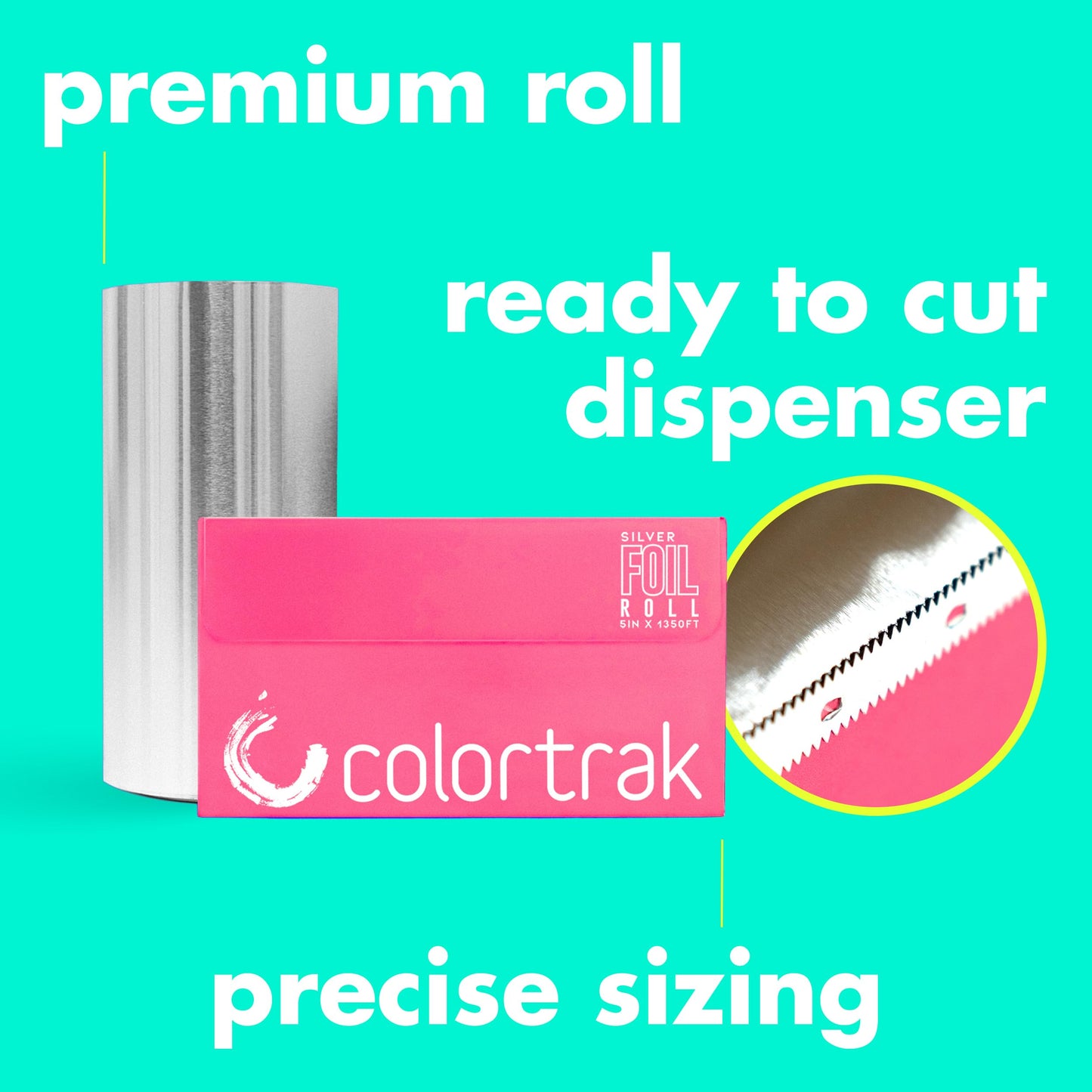 Colortrak Professional Highlighting Foil Roll, Integrated Blade on Box For Precision Length Cuts, Economical & Eliminates Waste, Silver, Roll Measures Beauty & Personal Care Colortrak