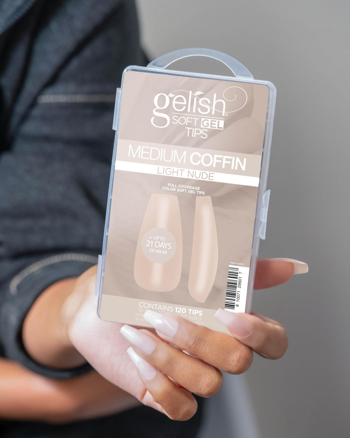 Gelish Nude Soft Gel™ Tips Press on Nails Extension - Light Nude Medium Coffin, 120 Count