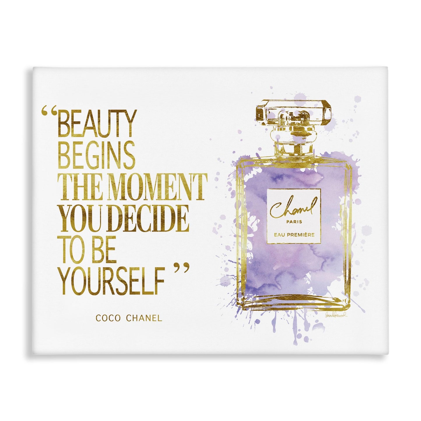 Stupell Industries Beauty Begins Designer Quote Purple Glam Perfume Bottle, Design by Amanda Greenwood Beauty & Personal Care Stupell Industries