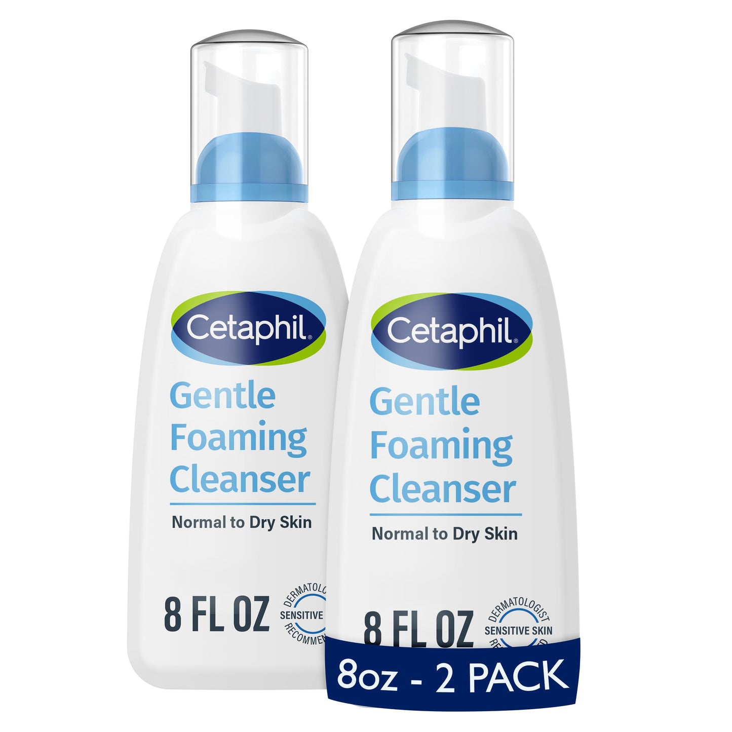 Cetaphil Oil Free Gentle Foaming Cleanser For Dry to Normal, Sensitive Skin, 8oz Pack of 2, Made with Glycerin and Vitamins B5 and E, Dermatologist Beauty & Personal Care Cetaphil