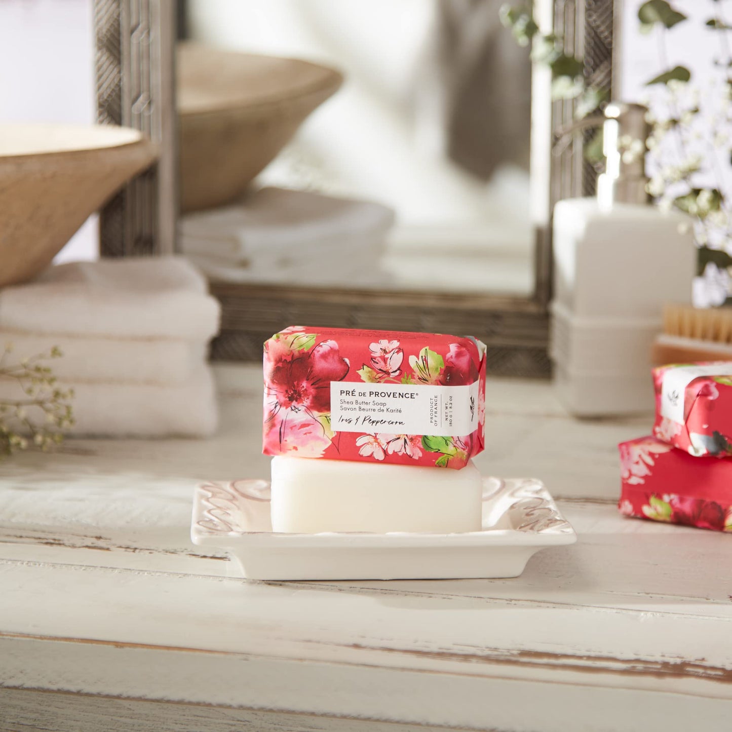 Pre de Provence Wrapped Artisanal Soap Bar, Organic Shea Butter Enriched, Natural French Skincare, Quad Milled for a Rich Smooth Lather, Iris Beauty & Personal Care Pre de Provence