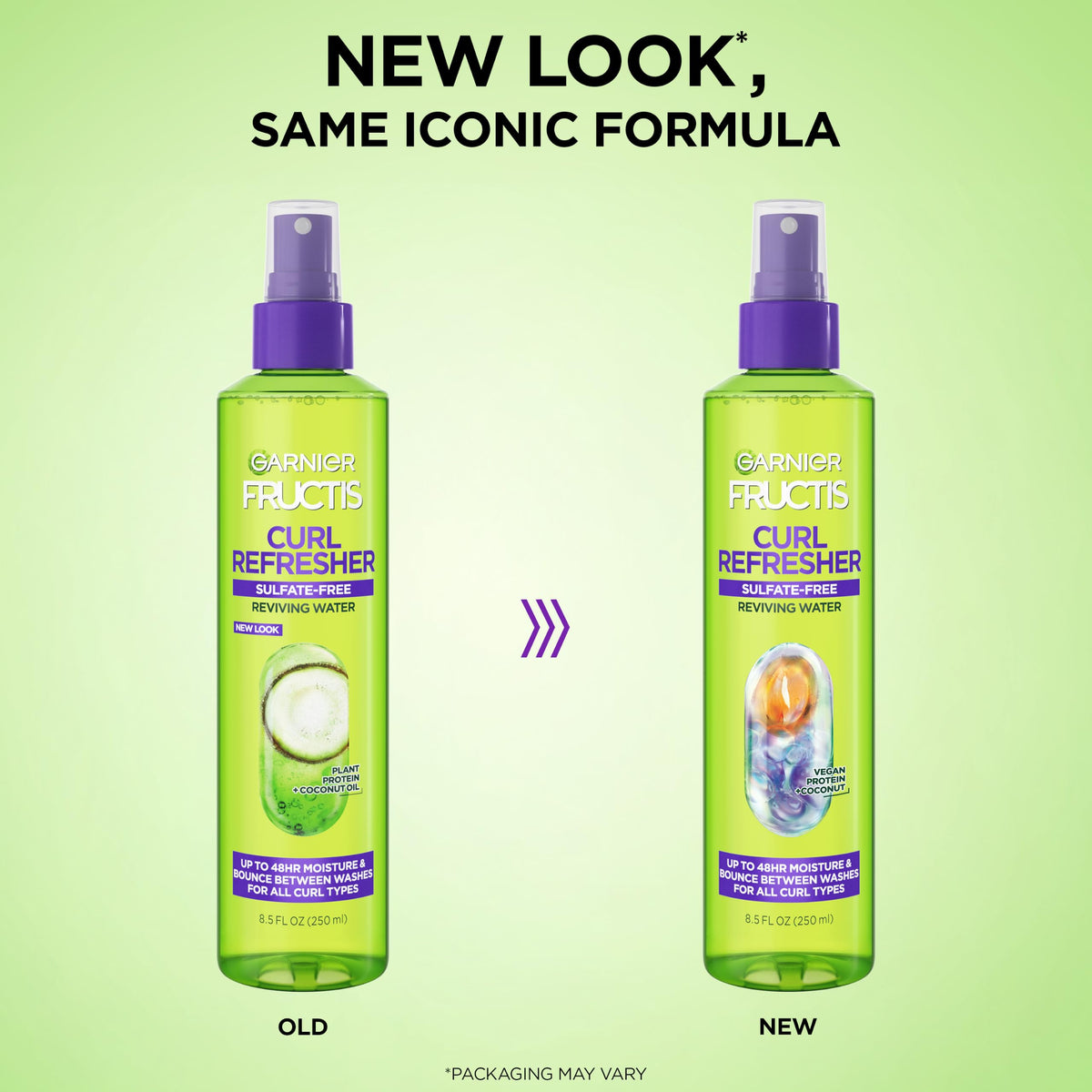 Garnier Fructis Curl Refresher Reviving Water Spray, Sulfate Free, 8.5 Fl Oz, 2 Count (Packaging May Vary)
