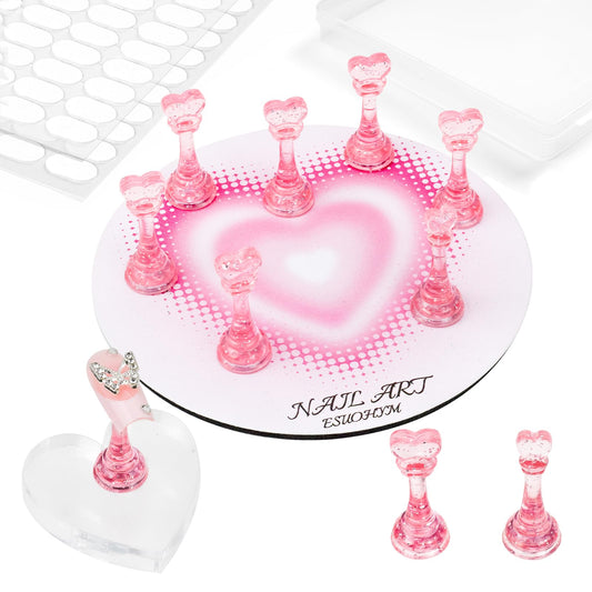 ESUOHYM Nail Stand for Press On Fake Nails Painting Display Practice, Powerful Magnetic Nail Holder for Design, Flower Nail Stand with 200 PCS Beauty and Personal Care ESUOHYM Default Title