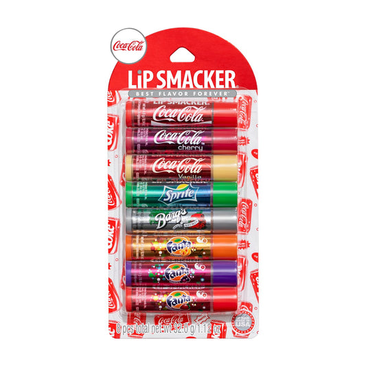 Lip Smacker Coca-Cola Flavored Balm, 8 Count, Flavors Coke, Cherry Vanilla Sprite, Root Beer, Orange Fanta, Grape Strawberry Fanta Beauty & Personal Care Lip Smacker