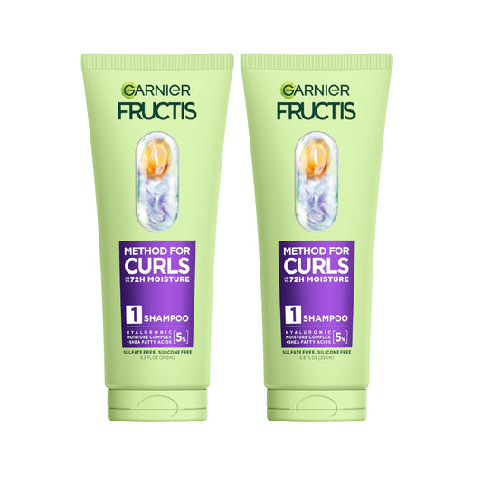 Garnier Fructis Method for Curls Moisture Filling Curly Hair Shampoo with up to 5% Hyaluronic Moisture Complex, Designed and Tested for 2C to 4C Curls