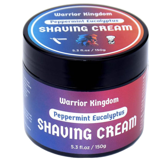 Warrior Kingdom Shaving Cream - Peppermint Eucalyptus. Refreshing Scent. Rich Creamy Lather for the Smoothest Shave. For face, head and body. Gentle… Beauty & Personal Care Wholly Kaw