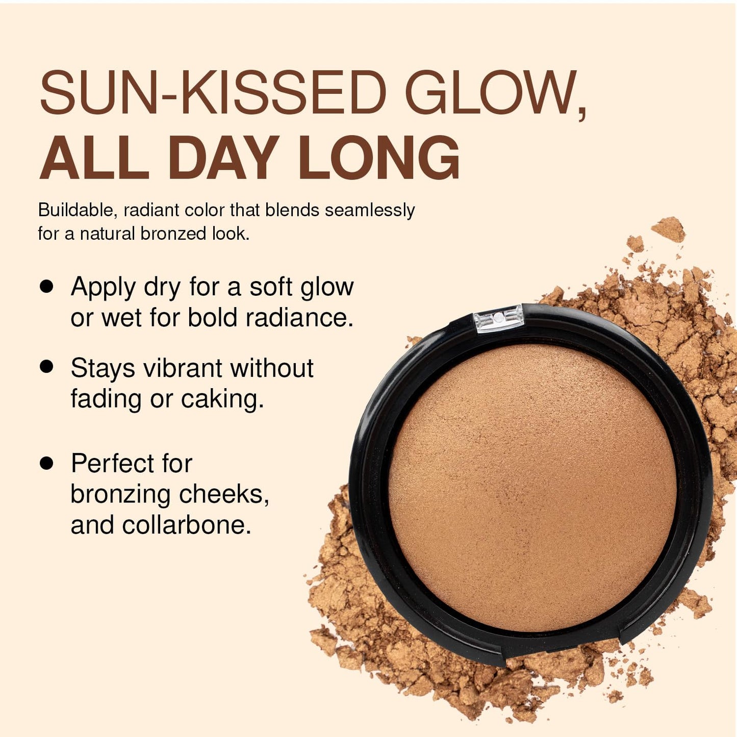 Palladio Baked Bronzer, Highly Pigmented and Easy to Blend, Shimmery Bronzed Glow, Use Dry or Wet, Lasts all day long, Provides Rich Tanning Color Beauty & Personal Care Palladio