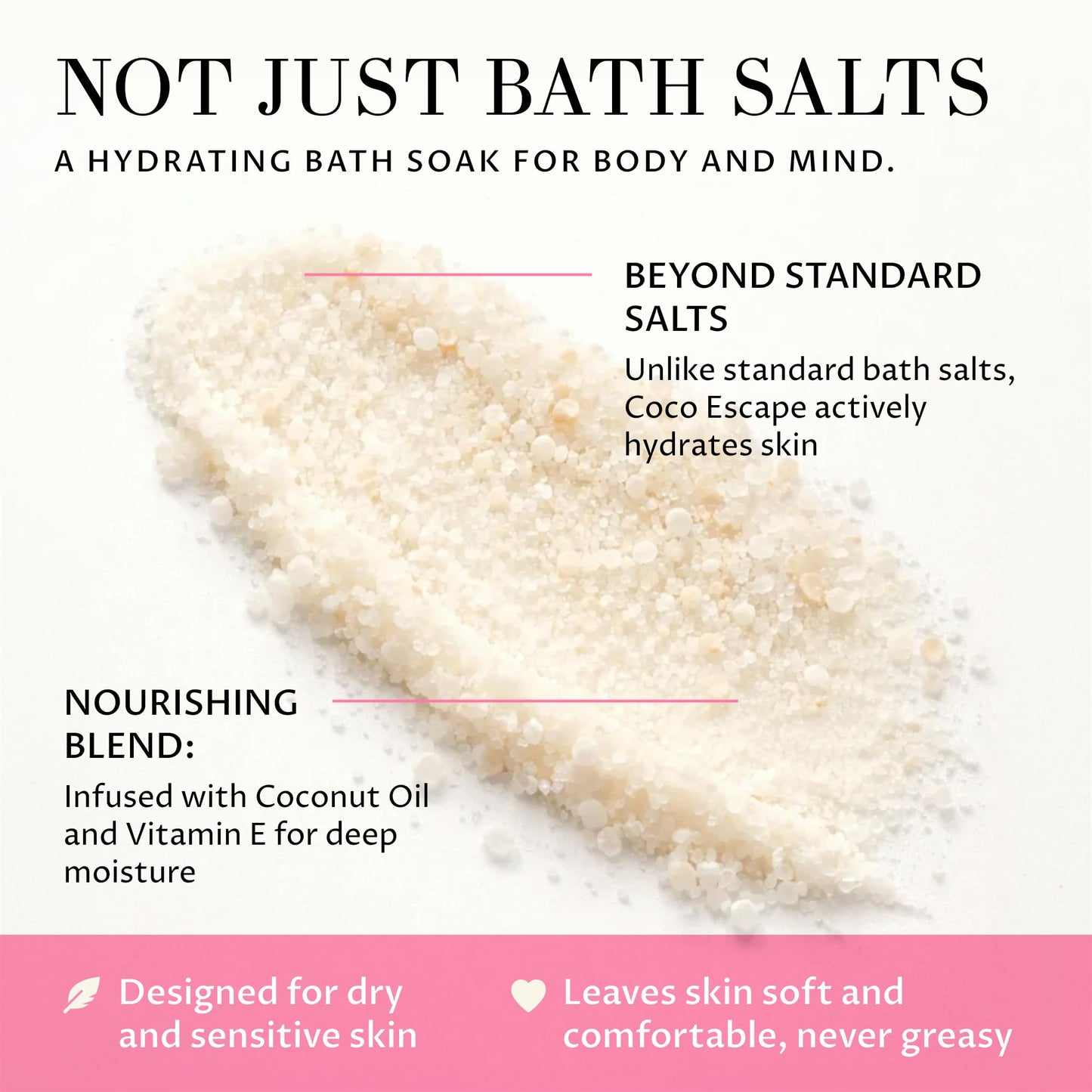 Pelliá Coco Escape Coconut and Vanilla Aromatherapy Bath Soak, Relaxation Support, Skin Softening, Hydrating, Mineral-Rich, for Dry Sensitive Skin Beauty and Personal Care Pelliá