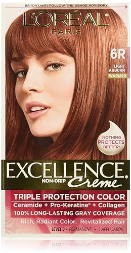 L'Oreal Paris Excellence Creme Triple Protection Hair Color, Light Auburn (Warmer) [6R] 1 ea (Pack of 6) Beauty & Personal Care L'Oreal Paris