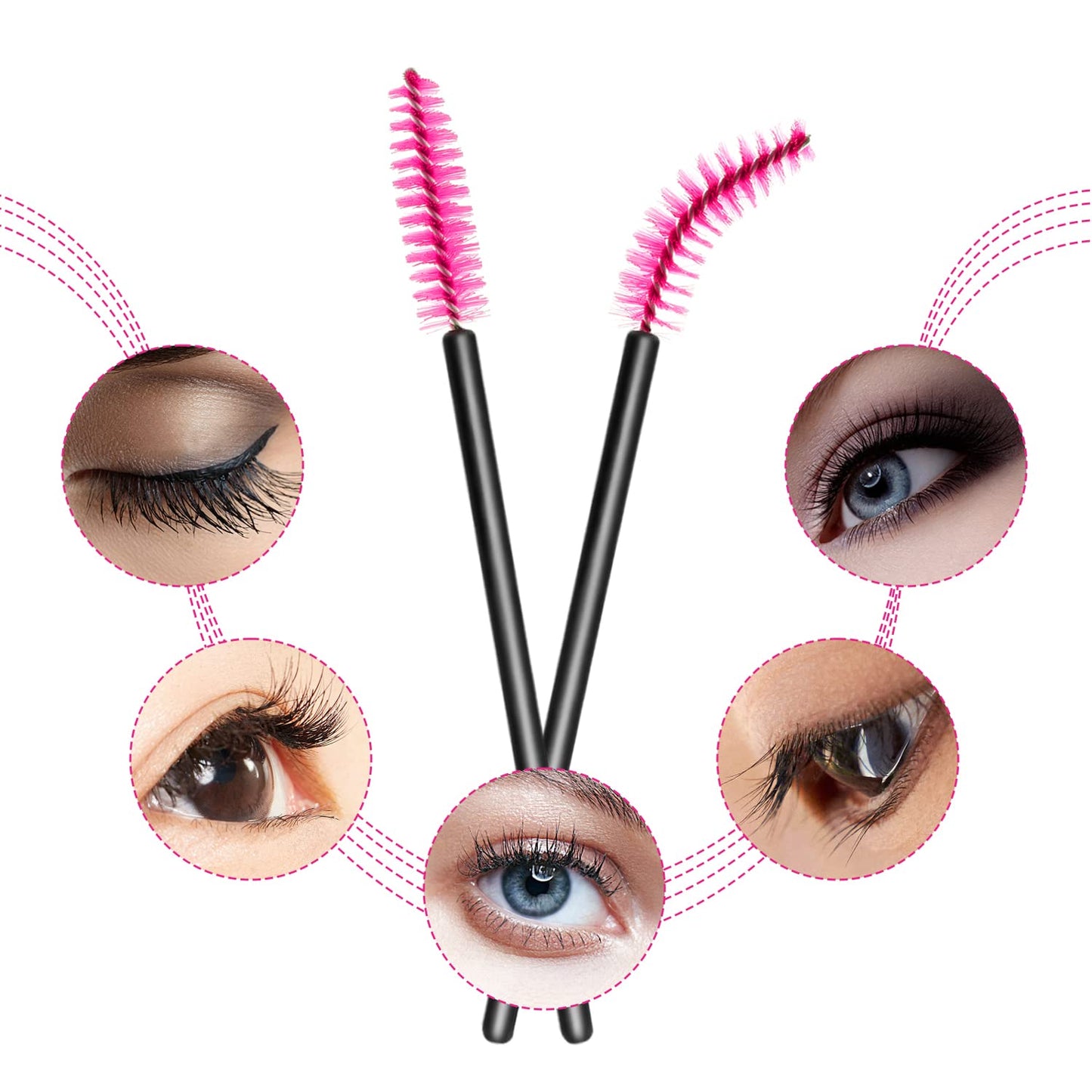 200Pcs Disposable Eyelash Wands Mascara Brushes Eyebrow Brush Lash Extension Combs Applicator Makeup Brush Rose red Beauty & Personal Care Queen Scepter