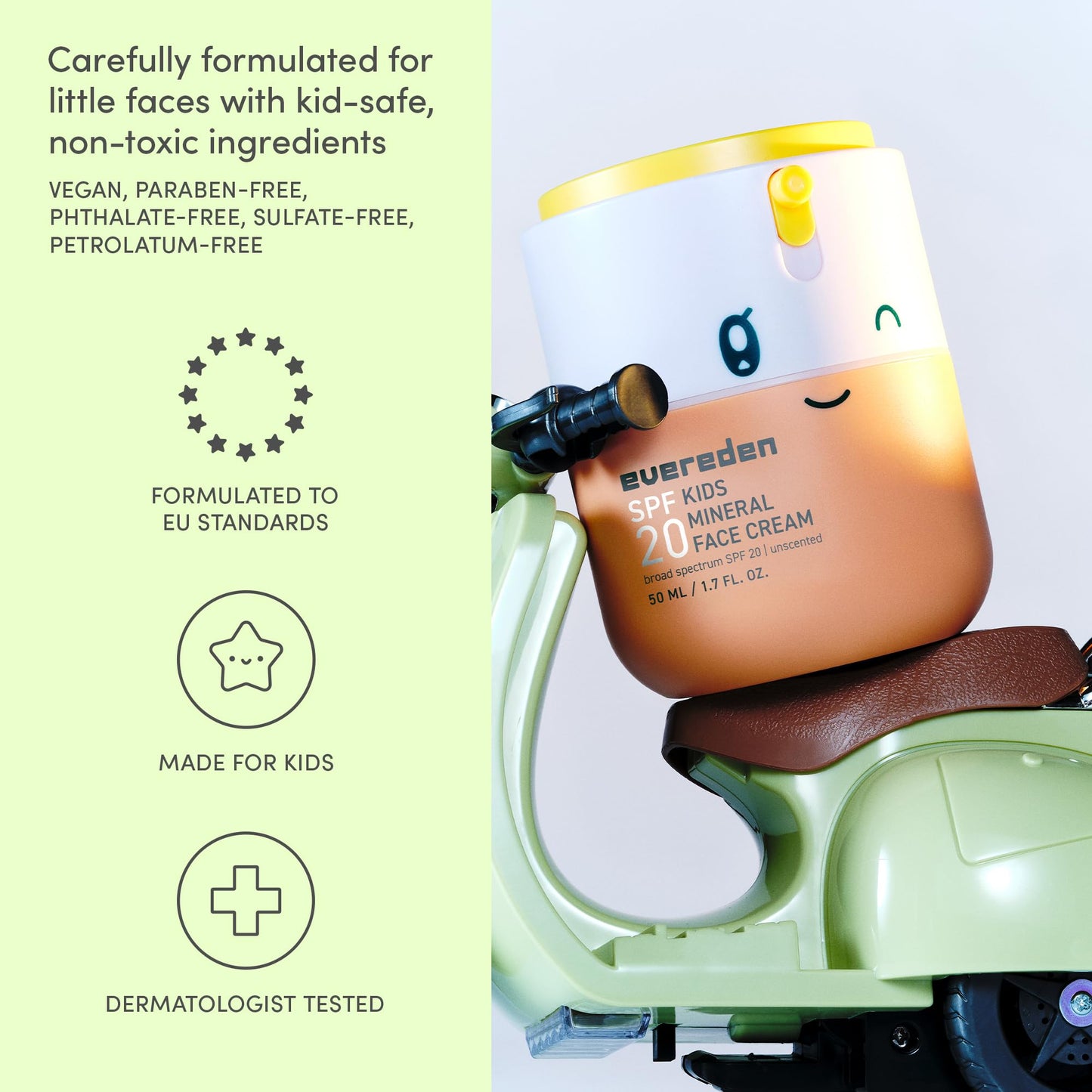 Evereden Kids Mineral Face Cream SPF 20 | Dermatologist-Tested, Moisturizer with Vitamin B5 & Zinc Oxide | Fragrance-Free, Clean, Vegan, No Beauty and Personal Care Evereden