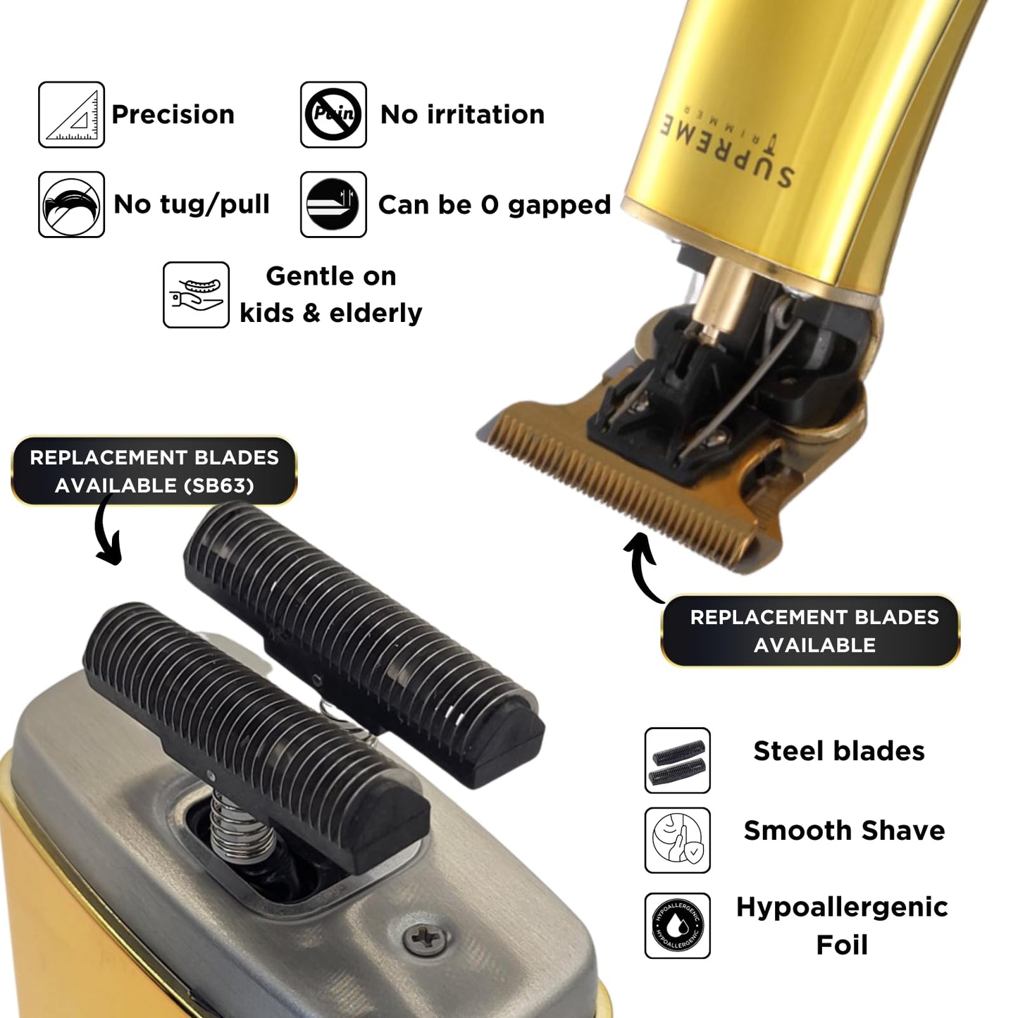 Supreme Trimmer 2-in-1 T-Shaper Trimmer & Crunch Foil Shaver - STF602 Electric Razor & ST5200 Beard Trimmer Barber Haircut Kit - Gold Beauty and Personal Care Supreme Trimmer