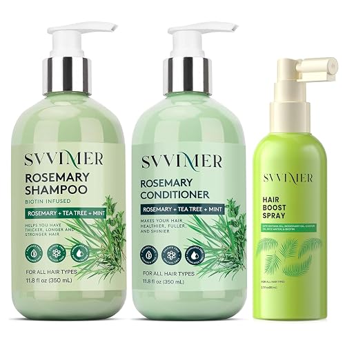 Svvimer Rosemary Shampoo and Conditioner Plus Hair Boost Spray Set - Hair Volumizing Thickening Products - 3 Products Beauty & Personal Care Svvimer