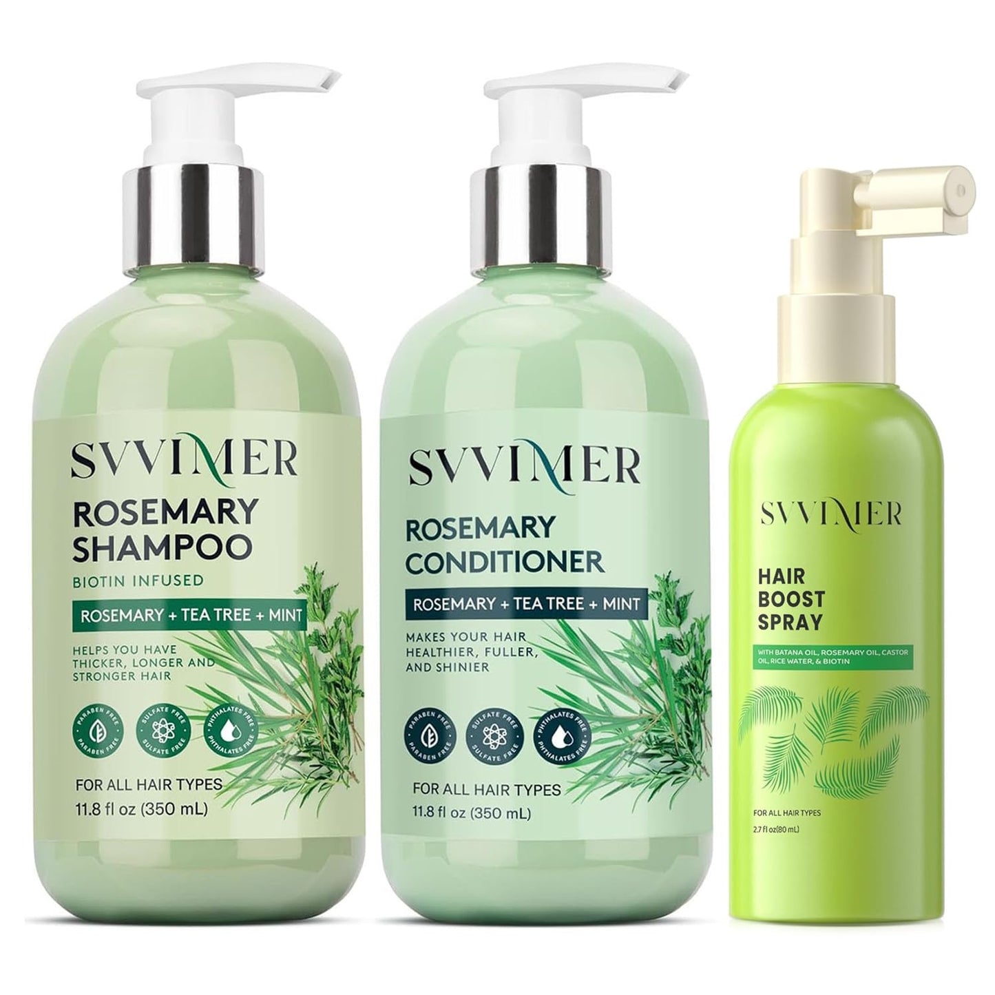 Svvimer Rosemary Shampoo and Conditioner Plus Hair Boost Spray Set - Hair Volumizing Thickening Products - 3 Products Beauty & Personal Care Svvimer