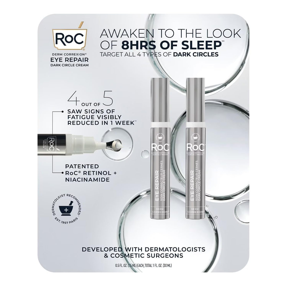 RoC Derm Correxion Eye Repair Dark Circle Cream Beauty & Personal Care RoC