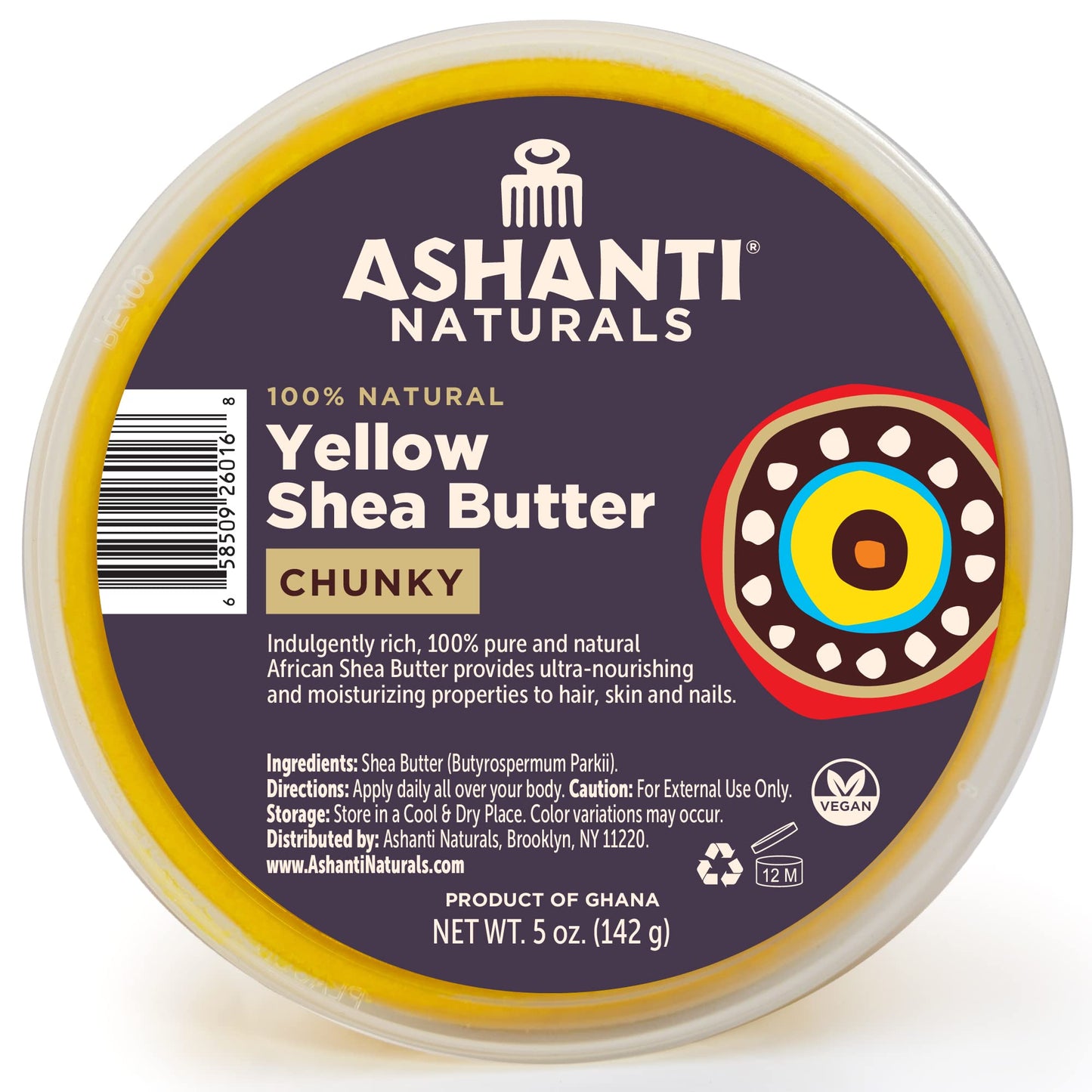 Ashanti Naturals Yellow Chunky Raw Shea Butter | Unrefined African Shea Butter from Ghana | 100% Natural Moisturizer, No Additives - 5 oz Beauty & Personal Care Ashanti Naturals
