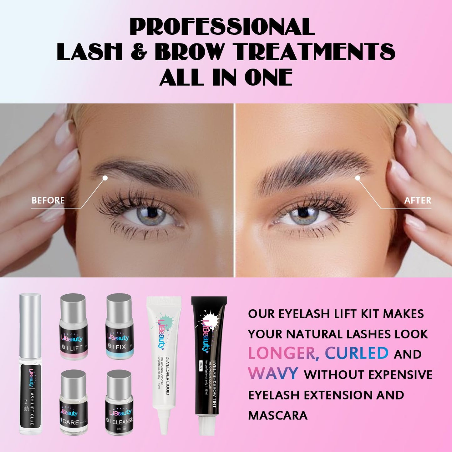 Libeauty Lash Lift and Color Kit Brow Lamination Kit with Color Diy Eyelash Perm Kit Curling Voluminous Coloring Eyebrow Easy To Use At Home & Salon Beauty & Personal Care Libeauty
