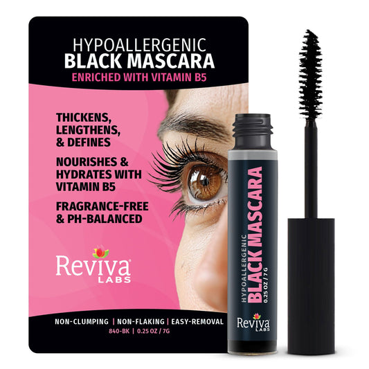 Reviva Labs Black Hypoallergenic Mascara for Sensitive Eyes and Older Women - Gentle, Volumizing & Lengthening Mascara for Older Women 50 and 60 Plus Beauty & Personal Care Reviva Labs