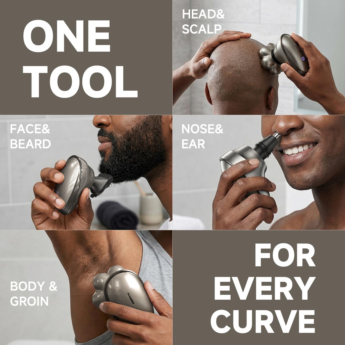 Head Shavers for Bald Men - Electric Razor for Men, 7D Magnetic Electric Shavers for Men, IPX7 Waterproof 5-in-1 Shavers for Men Grooming Kit (Gray) Beauty and Personal Care WEQOEE