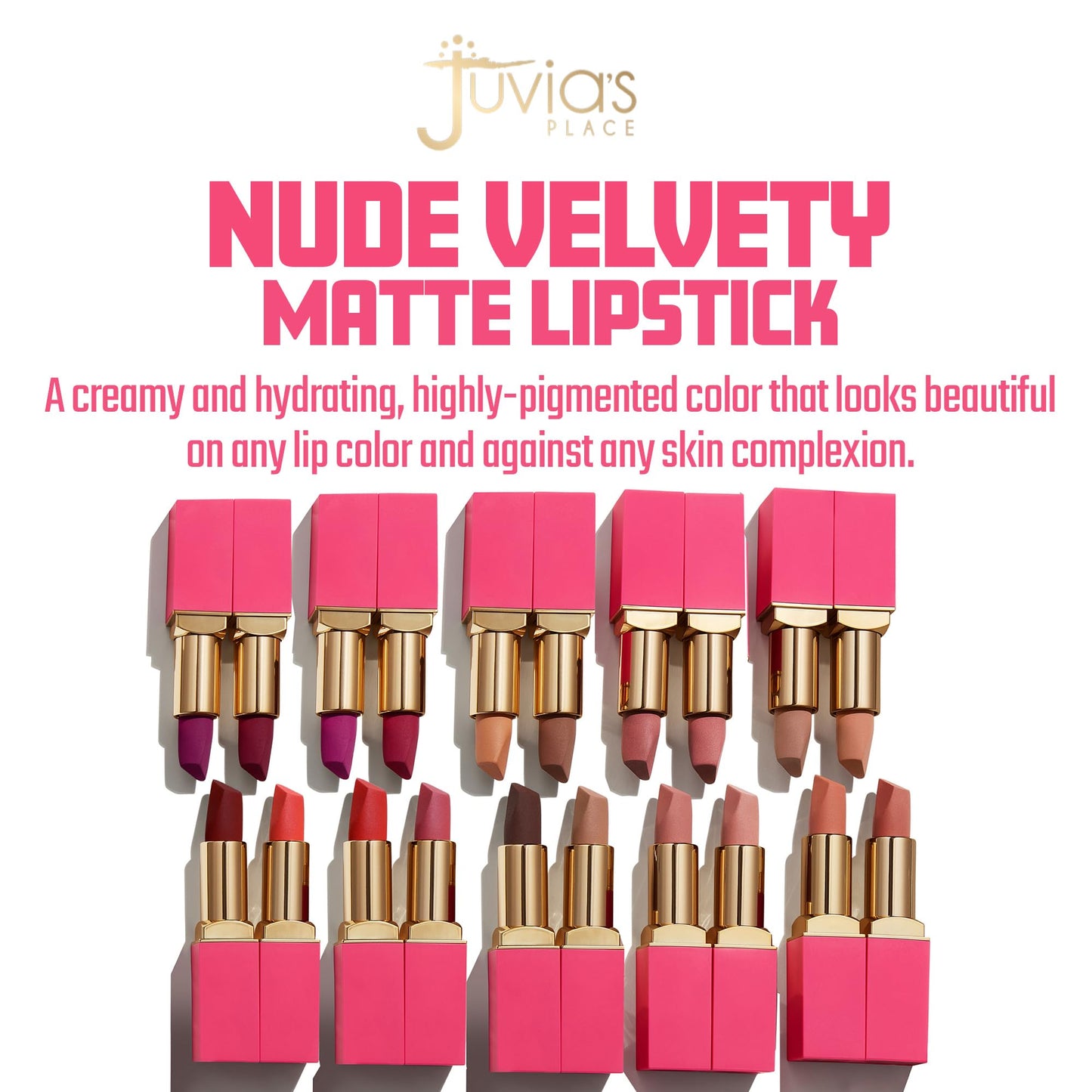 Juvia's Place The Nude Velvety Matte Lipstick Toffee - Nude Velvety Long-lasting Rich-Color Lip Makeup, Creamy Lipstick with Matte Finish, Beauty & Beauty & Personal Care Juvia's Place