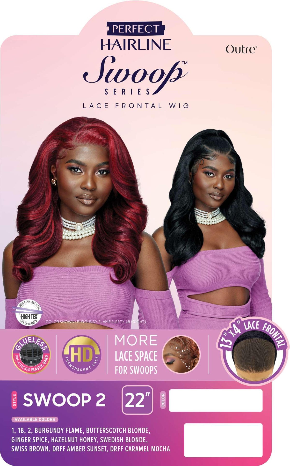 Outre Lace Front Wig - Perfect Hair Line 13X4 - Swoop Series - Swoop 2 (OFF BLACK 1B)