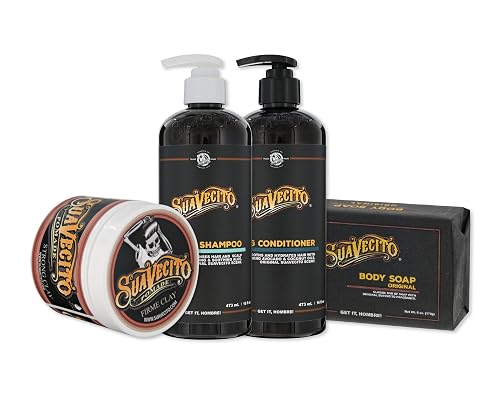 Suavecito Hair & Body Essentials Bundle: Firme Clay Hair Styling Pomade, Moisturizing Body Soap, Hydrating Shampoo & Nourishing Conditioner Beauty & Personal Care Suavecito