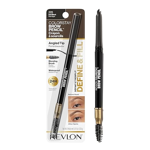 Revlon ColorStay Eyebrow Pencil with Spoolie Brush, Waterproof, Hair-Like Strokes for Natural Looking Brows, 225 Soft Black, 0.021 oz Beauty & Personal Care REVLON