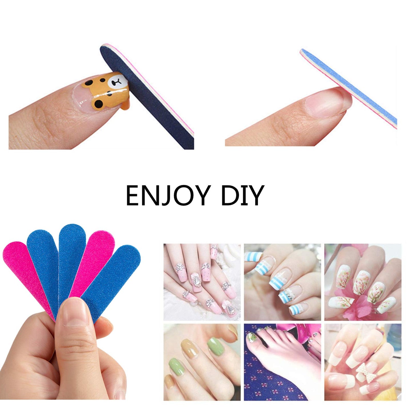 Transun Moo Mini Nail Files Bulk, 100 Pack 2 Inches Disposable Double Sided Emery Boards Manicure Pedicure Tools(1002) Beauty & Personal Care Transun Moo