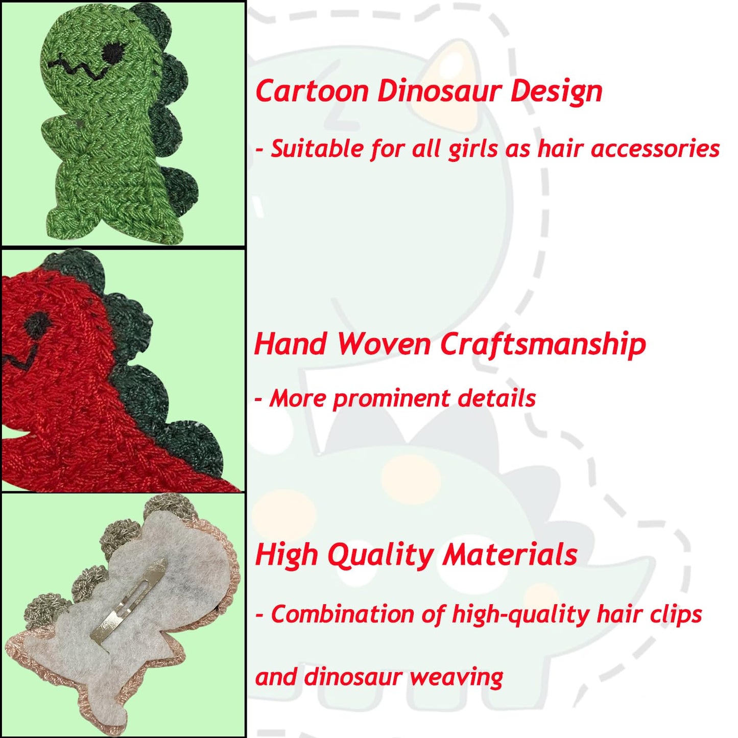 10 Piece Dinosaur Snap Hair Clips, Cute Barrettes and Cartoon Hairpins for Women, Girls, Toddlers, and Kids Beauty & Personal Care Kesvila