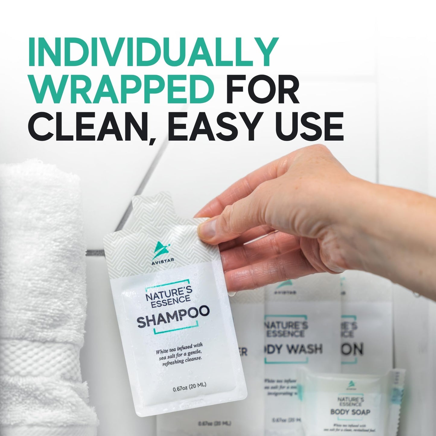 100 Hotel Soap & Bulk Toiletries Packets - Travel Essentials for BnB Hosts & Guests - Hotel Shampoo & Conditioner Supplies for Guests, Hotel Beauty & Personal Care Avistar