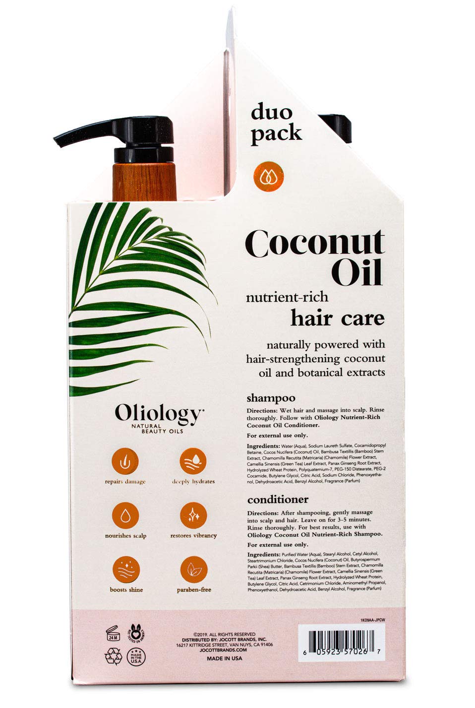 Oliology Nutrient Rich Coconut Oil Shampoo & Conditioner Combo Pack - Helps Restore Damaged Hair | Provides Intense Shine | Moisturizing | Made Beauty & Personal Care Oliology