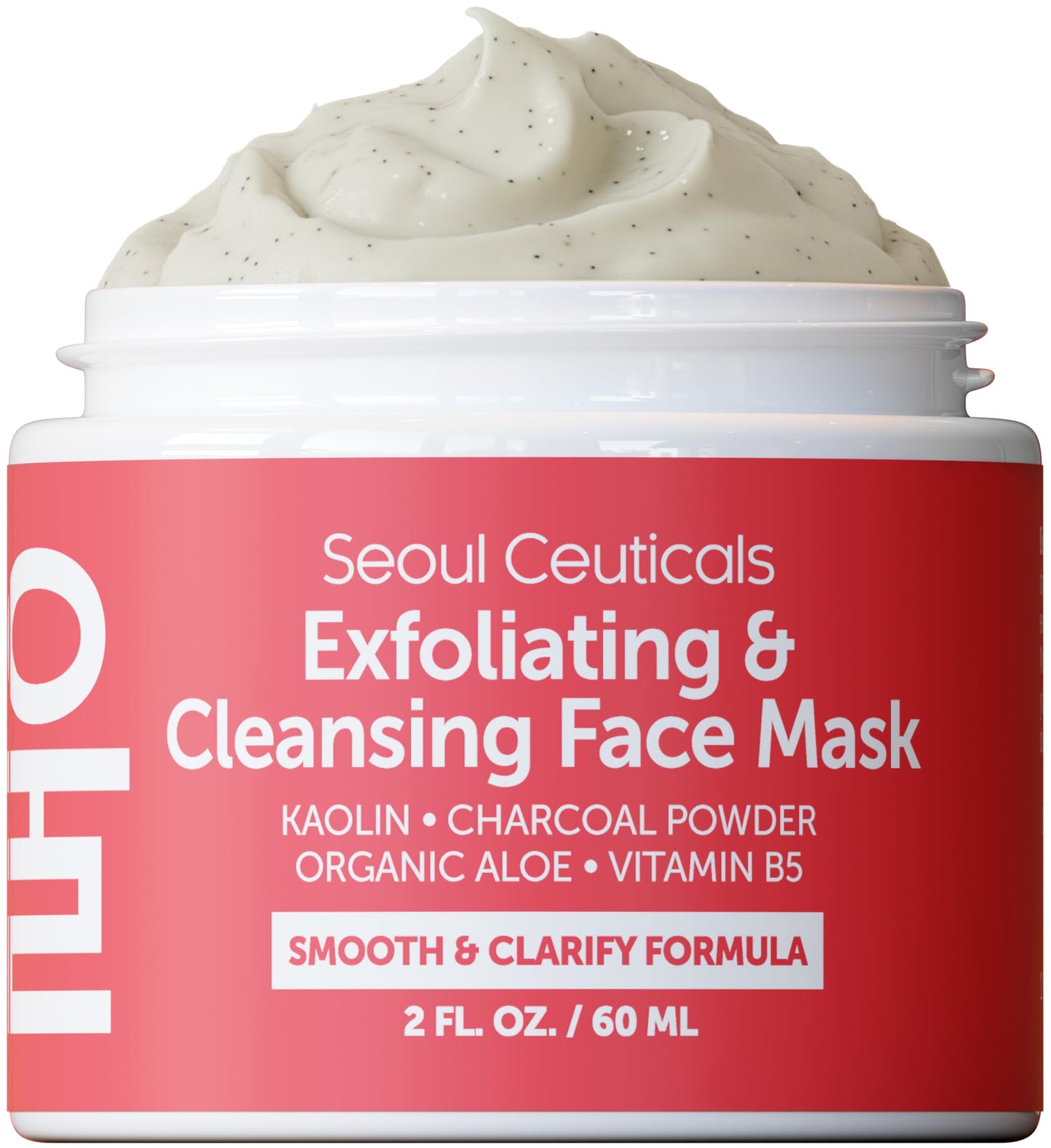 SeoulCeuticals Korean Face Scrub - Exfoliating Face Mask Skincare K Beauty Mask for Glass Skin - Kaolin Clay + Charcoal Cream Exfoliant Mask 2oz Beauty & Personal Care SeoulCeuticals