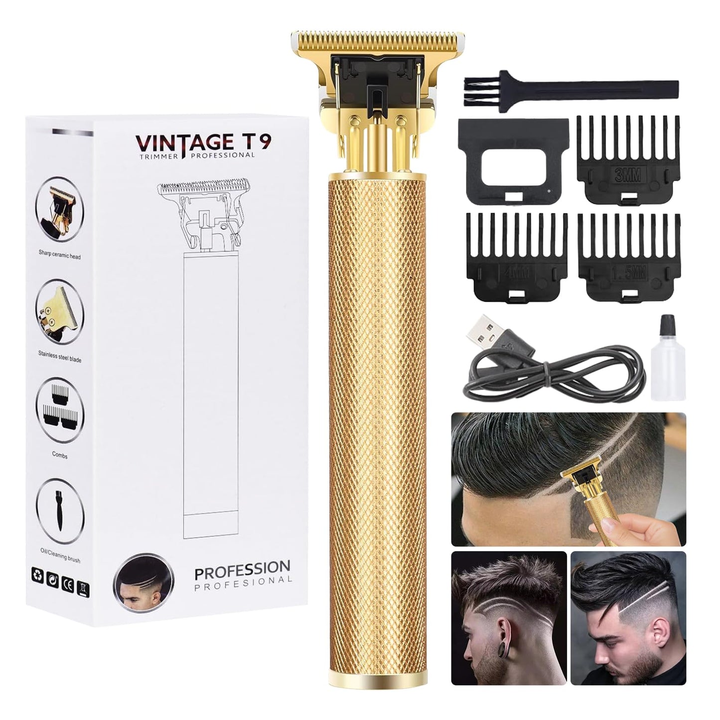 candyfouse Premium Cordless Beard and Hair Trimmer for Men, Professional T-Blade Zero Gapped Rechargeable Grooming Kit, 4 Adjustable Limit Combs Beauty and Personal Care candyfouse