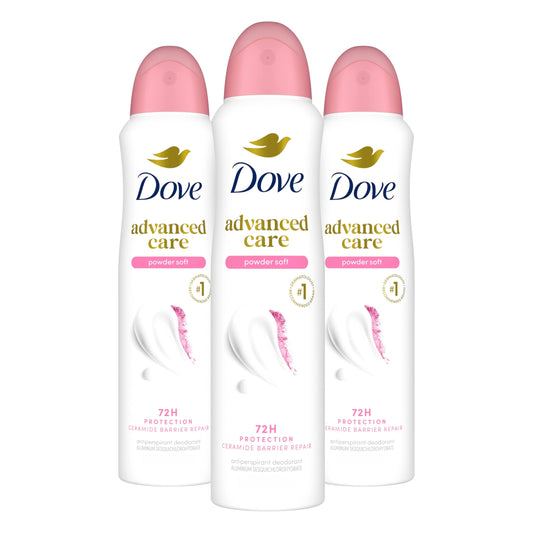 Dove Advanced Care Antiperspirant Deodorant Spray Powder Soft 3 Count to help skin barrier repair after shaving 72 hour antiperspirant deodorant Beauty and Personal Care Dove