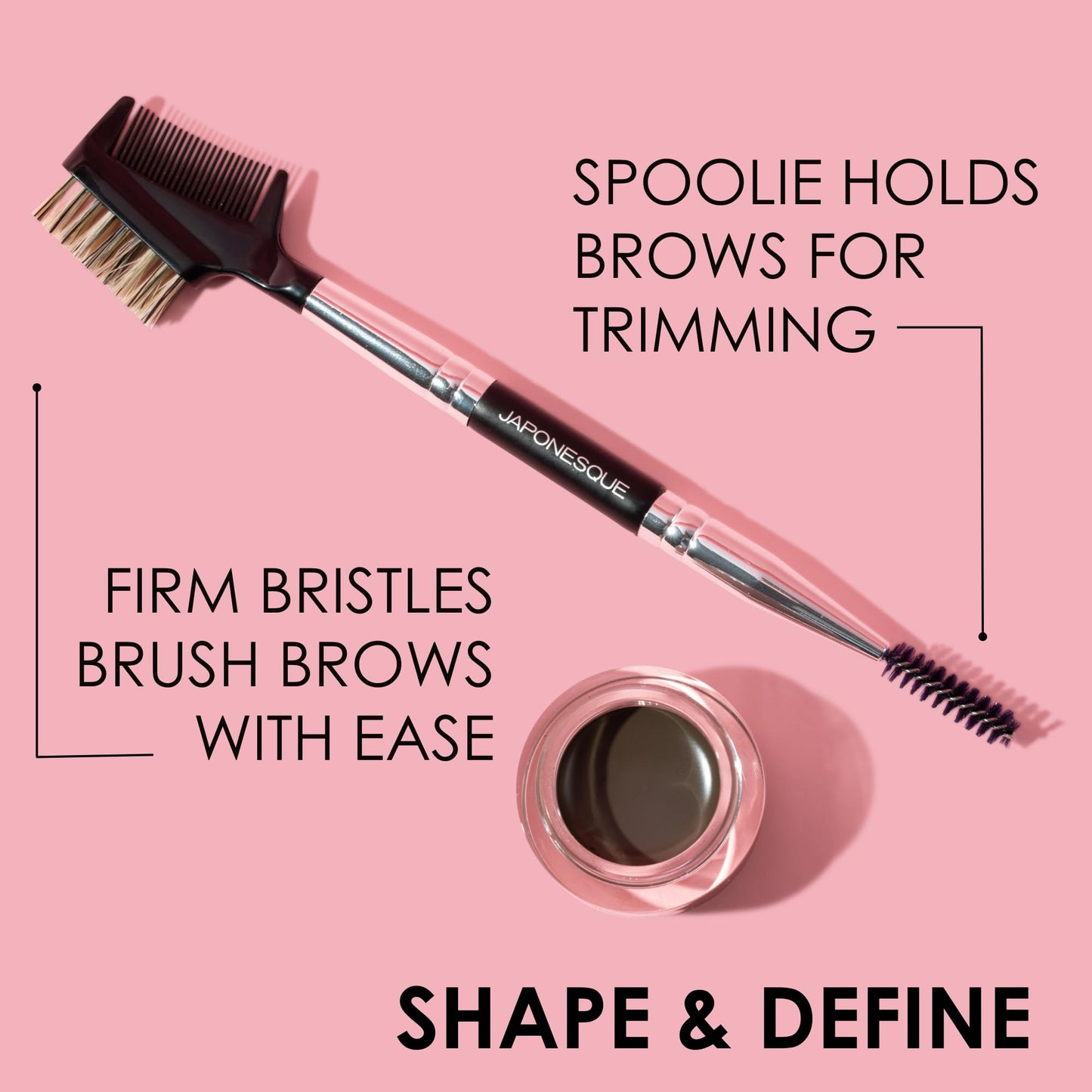 JAPONESQUE Brow & Lash Shaper with 3 Different Spoolie Brushes, for Separating Lashes, Eliminating Mascara Clumps, and Grooming and Shaping Brows Beauty & Personal Care JAPONESQUE