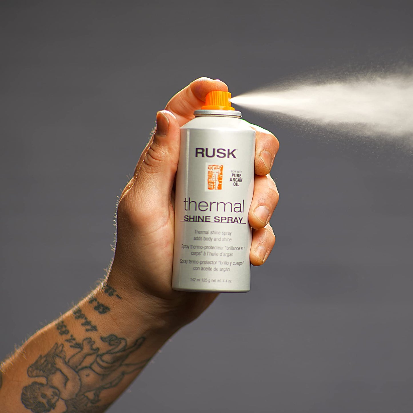 RUSK Thermal Shine Spray, Pure Argan Oil, Eliminates Frizz and Maintains Shine, Sleek and Smooth Hair, 4.4 oz Beauty & Personal Care RUSK