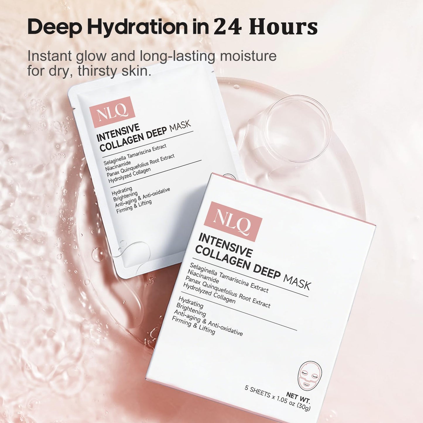 NLQ Intensive Collagen Deep Mask Skincare, Hydrating Overnight Face Mask for Glass Skin, Pore Refining, Firming & Plumping, Travel Essentials Beauty & Personal Care NLQ