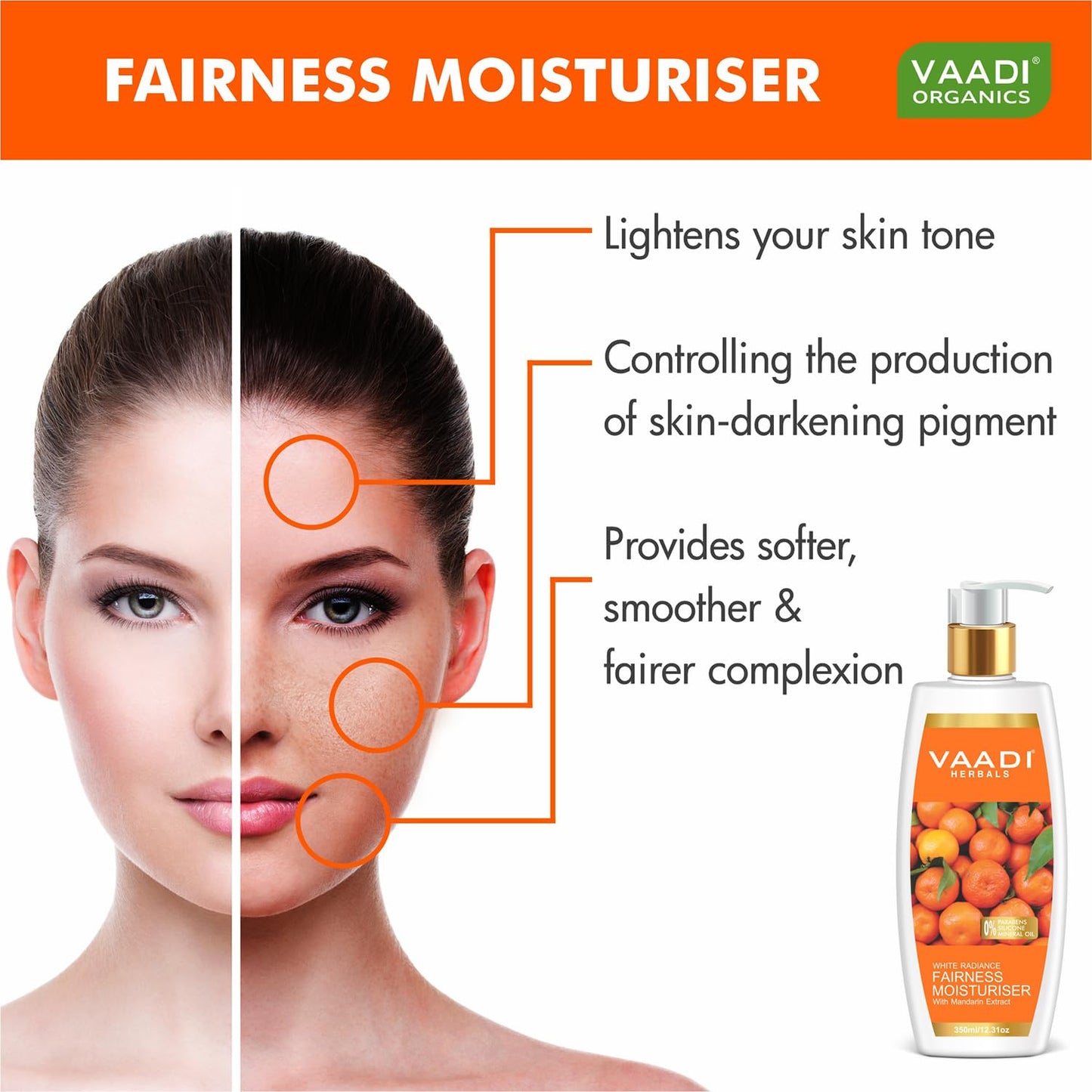 Vaadi Herbals Fairness Moisturizer Lotion With Mandarin And Silk Extract - Vitamin C Rich Mandarins Effectively Lightens Your Skin Tone While Deep Beauty & Personal Care Vaadi Herbals