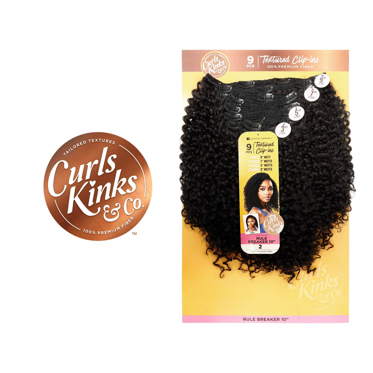 Sensationnel Curls Kinksandco Clip in-Rule Breaker 10 Inch,1 JETBLACK