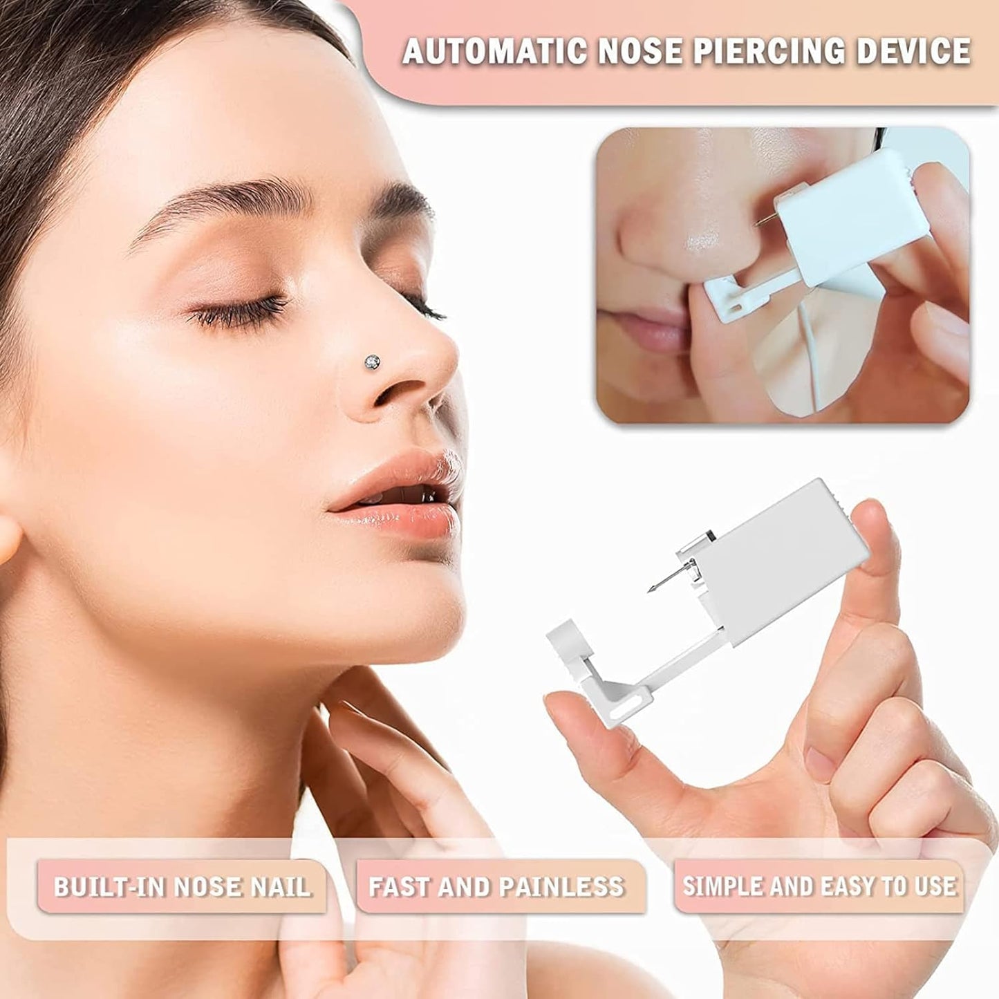 Nose Piercing Gun Kit - 6Pcs Self Nose Piercing Kit Unit Disposable Nose Piercing Gun Including 2Pcs Nose Piercing Gun with 2Pc Built-in Nose Studs Beauty and Personal Care Lyuxzad