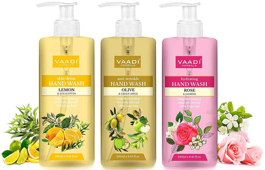 NWIL Vaadi Herbals Luxurious Handwash - 250 ml (Pack of 3, Lemon and Eucalyptus with Olive and Green Apple and Rose and Jasmine) Beauty & Personal Care NWIL