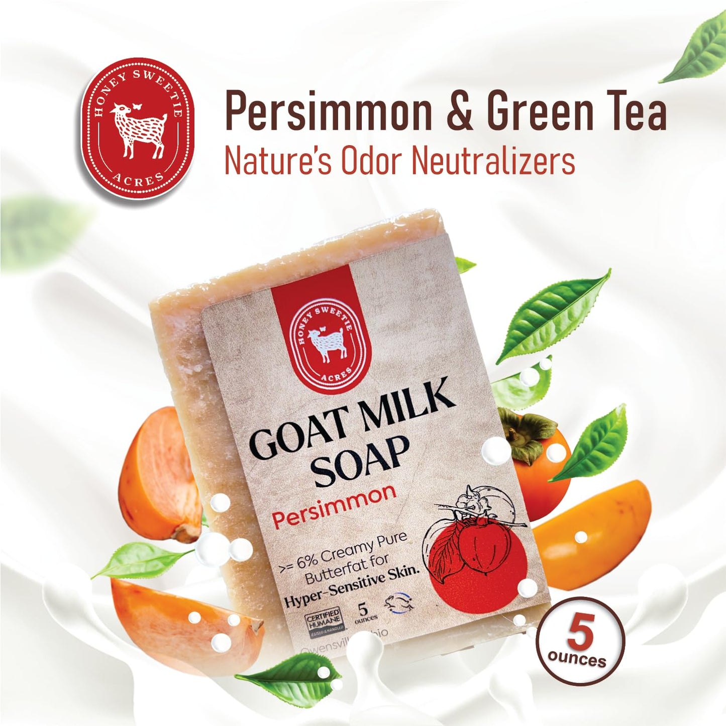 Honey Sweetie Acres Persimmon Goat Milk Soap Bar, Handmade 5 oz Beauty & Personal Care Honey Sweetie Acres
