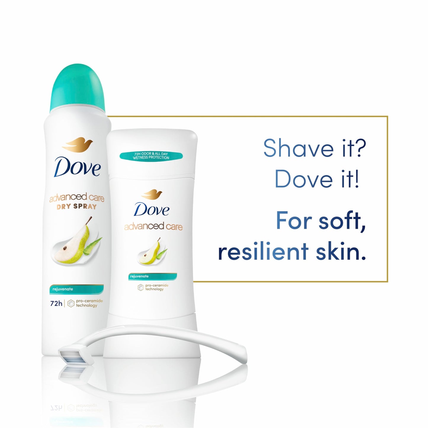 Dove Advanced Care Antiperspirant Deodorant Stick Rejuvenate 4 Count to help skin barrier repair after shaving by boosting skin's ceramide levels Beauty and Personal Care Dove