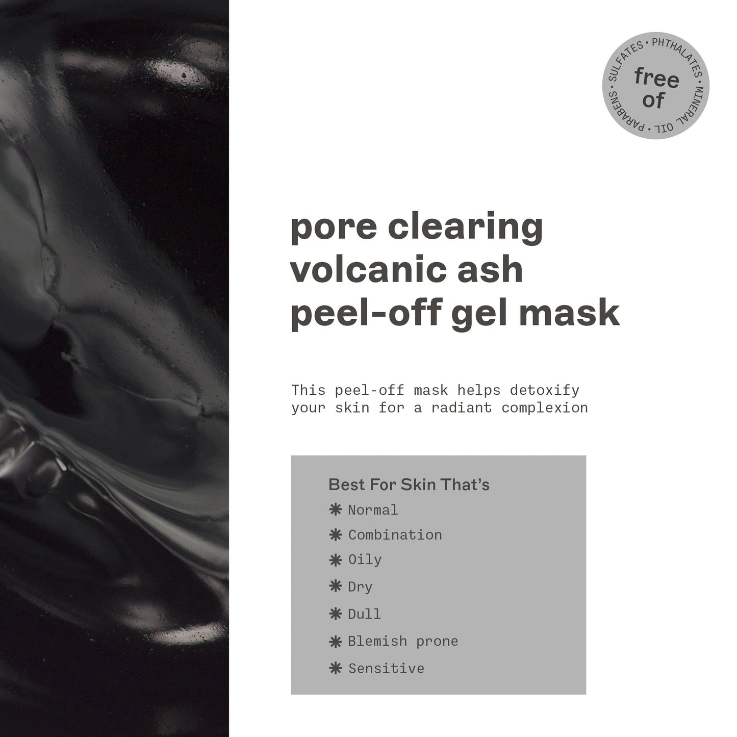 FREEMAN Pore Clearing Volcanic Ash Peel-Off Gel Facial Mask, Deep Cleansing, Removes Dirt From Pores, Not Over-Drying, Easy-to-use, For Men, 6 Beauty & Personal Care Freeman
