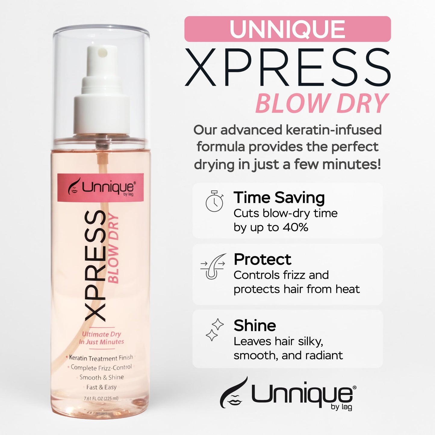 UNNIQUE Xpress Blow Dry Spray Beauty & Personal Care Unnique By Lag