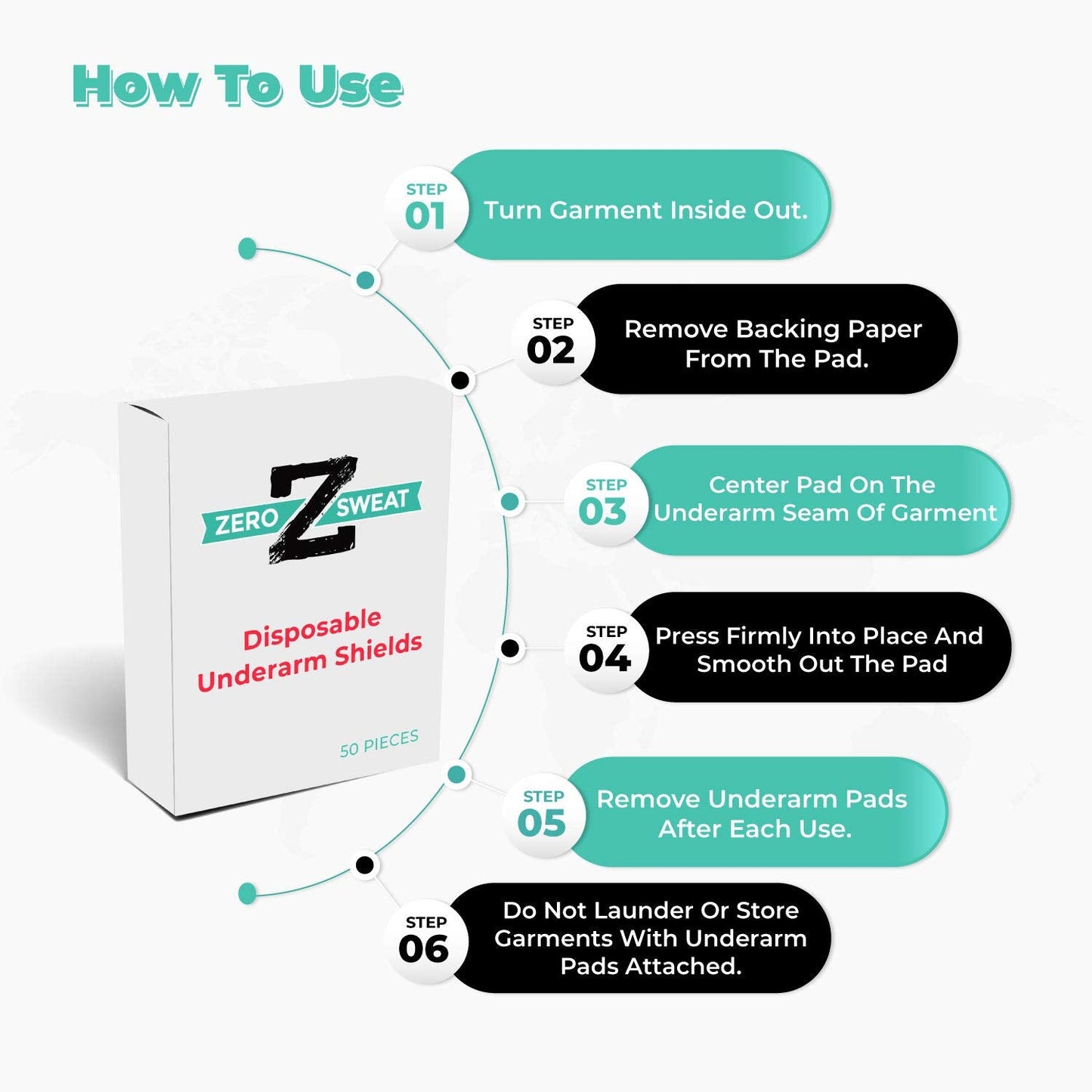 ZeroSweat Underarm Sweat Pads - Block Sweat w/Natural Disposable Absorbent Pads (50 Pads) Beauty and Personal Care ZeroSweat