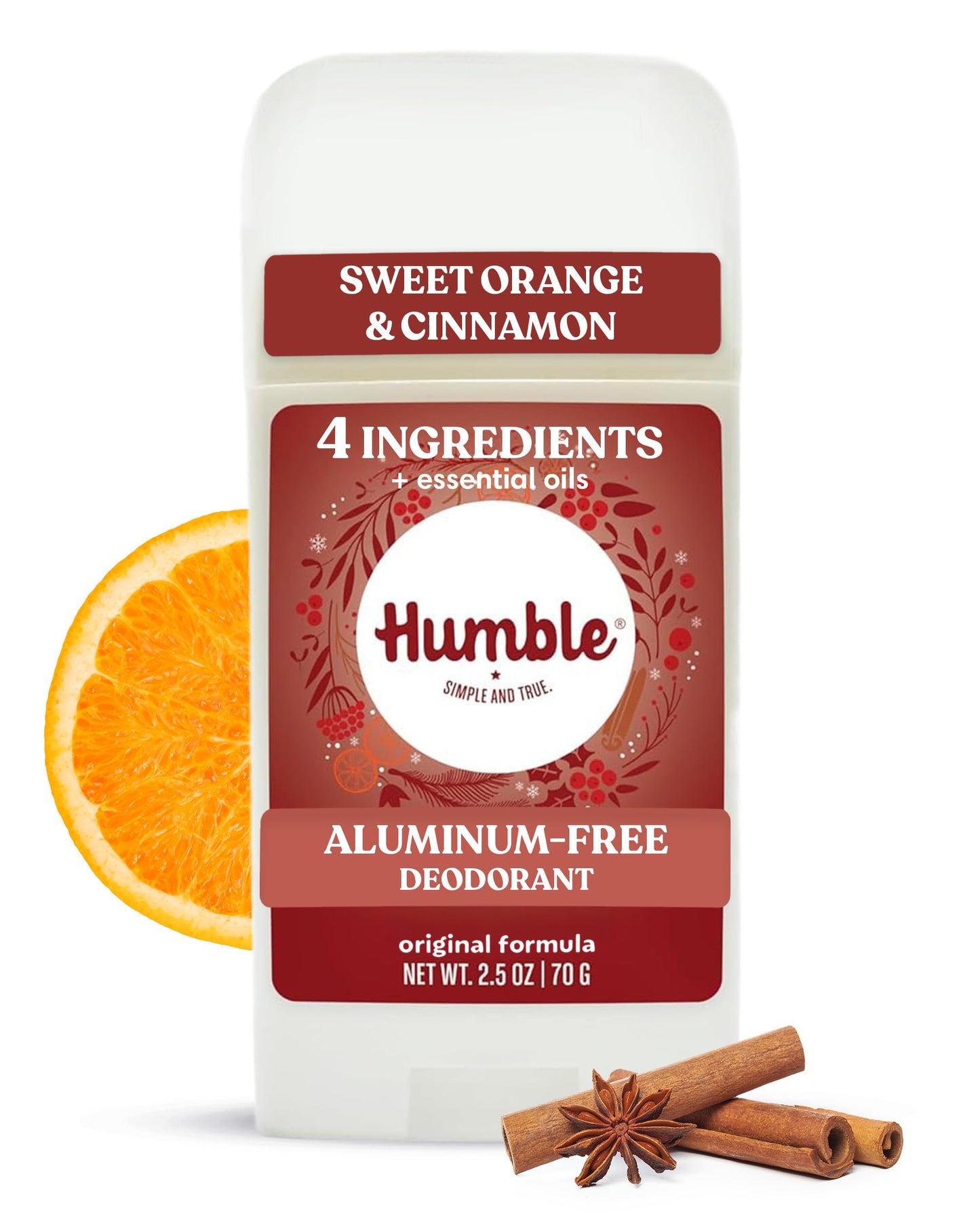 Humble Aluminum-Free Deodorant for Women & Men, Sweet Orange & Cinnamon - Clean & Fresh Natural Deodorant Stick with Essential Oils for Long-Lasting Beauty and Personal Care HUMBLE SIMPLE AND TRUE.